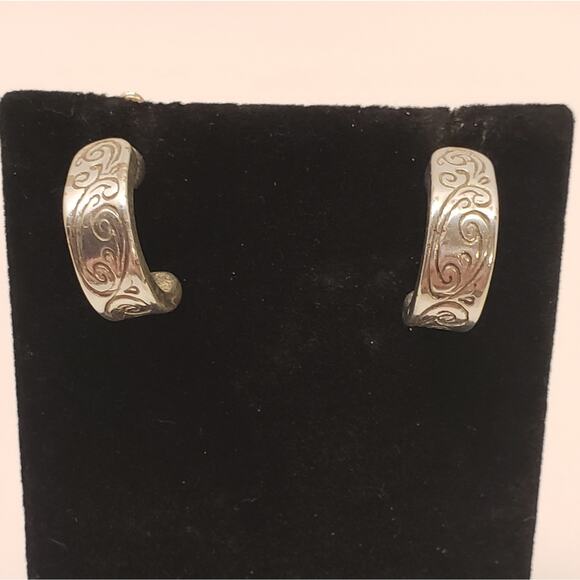 Brighton Silver plated‎ etched earrings vintage - Picture 1 of 3